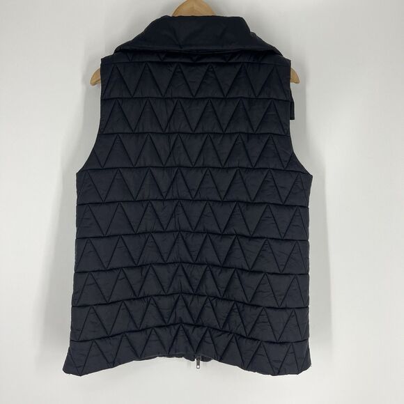Eileen Fisher Jacket Vest Size Medium Womens Black Full Zip Quilted Minimalist - Picture 4 of 6